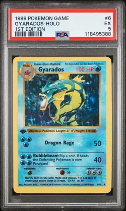 Pokemon 1999 Gyarados Holo 1st Edition Shadowless Base Set #6/102 - PSA 5 EX - Image 1