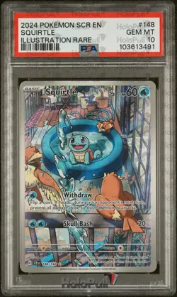 2024 POKEMON SCR EN-STELLAR CROWN ILLUSTRATION RARE 148 SQUIRTLE PSA 10 GEM MINT - Image 1