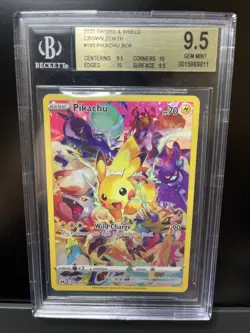 Beckett 9.5 GEM MINT Pokemon Pikachu Crown Zenith Full Art Secret Rare 160/159 - Image 1