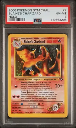PSA 8 NM-MT Blaine’s Charizard 2/132 Gym Challenge Holo Rare Pokemon Card - Image 1