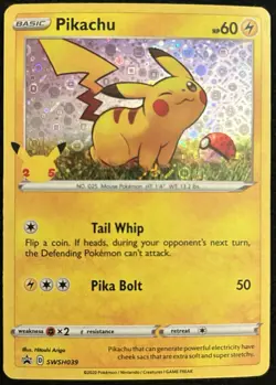 Pokemon TCG Pikachu SWSH039 General Mills Cereal 2021 Black Star Promo Holo NM - Image 1