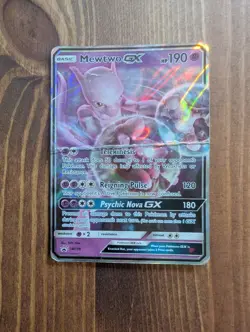 Pokemon TCG: Mewtwo GX SM196 Sun & Moon Black Star Promo 2019 DAMAGED - Image 1