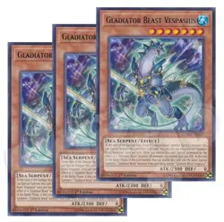 Yugioh - Gladiator Beast Vespasius x 3 - 1st Edition Rare NM - Free Holo Card - Image 1