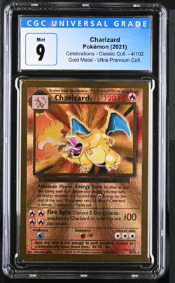 CGC 9 Gold Metal Charizard 4/102 Celebrations Pokemon Card - Image 1