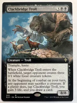 Clackbridge Troll - EXTENDED ART - MTG Throne of Eldraine - NM - Image 1