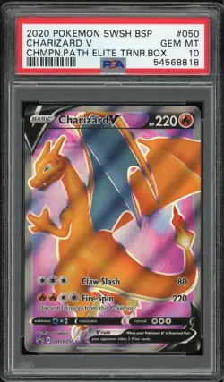 2020 Pokemon SWSH Champions Path Elite Trainer Box FA Charizard V #SWSH50 PSA 10 - Image 1