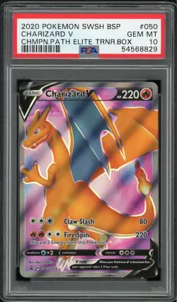 2020 Pokemon SWSH Champions Path Elite Trainer Box FA Charizard V #SWSH50 PSA 10 - Image 1