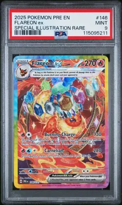 2025 POKEMON PRE EN-PRISMATIC EVOLUTIONS #146 SIR FLAREON EX PSA 9 MINT - Image 1