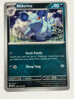 Pokemon TCG 151 Miscut Error Nidorina 030/165 Near Mint - Image 1