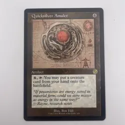 1xMTG Quicksilver Amulet-Schematic Retro Frame-The Brothers' War-LP - Image 1