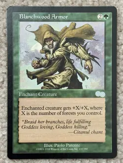 MTG Blanchwood Armor URZA'S SAGA NM GREEN UNCOMMON Magic the Gathering - Image 1