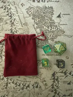 Lord of the Rings LOTR Magic Gathering MTG Dice Lot d20 Spindown Pouch d6 Gold - Image 5