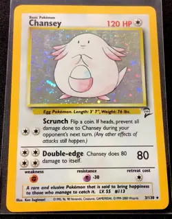 Pokemon Chansey Holo Rare! Set 2! 3/130! Great Addition To Collection! ENN Cards - Image 1