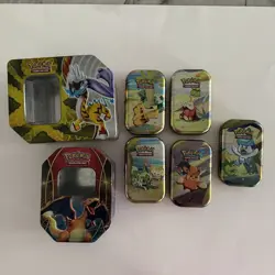 Lot Of 7 Empty Pokemon Tins, No Packs Or Cards - Image 1