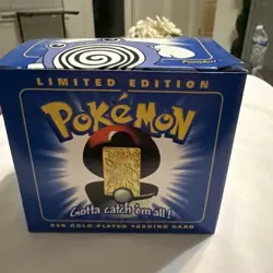 23K Gold Plated POLIWHIRL Pokemon Trading Card 1999 Burger King PokeBall SEALED - Image 1