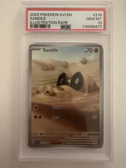 2023 Pokemon Sandile Illustration Rare Holo Card 216/198 SV1EN PSA 10 - Image 1