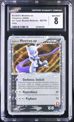 CGC 8 Rocket's Mewtwo ex EX Team Rocket Returns 99/109 Holo Pokemon Card - Image 1