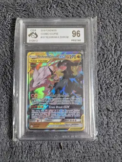 Pokemon Card Reshiram and Zekrom GX 157/236 Rare Holo Cosmic Eclipse PSA 10 - Image 1