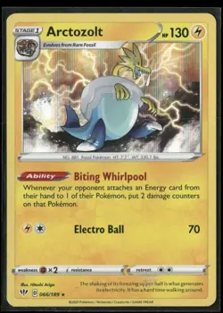 2020 Darkness Ablaze Set Pokemon Card 066 Arctozolt NM - Image 1