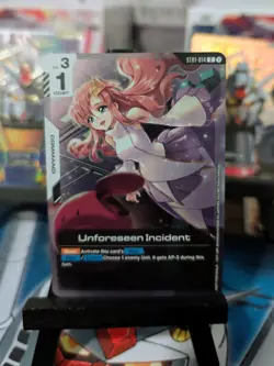 Gundam TCG, ST01-014, Command Unforeseen Incident C Alt Prize Card - Image 1