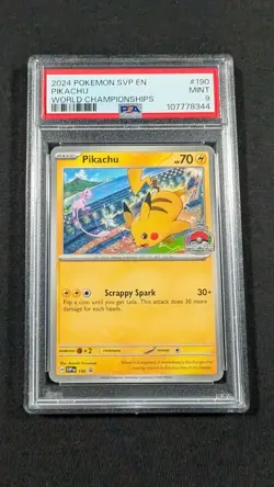 Pokemon Card Pikachu 190 PSA 9 MINT World Championships Promo - Image 1