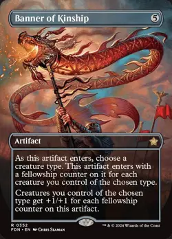 1x BORDERLESS FOIL Banner of Kinship MTG MAGIC - Image 1