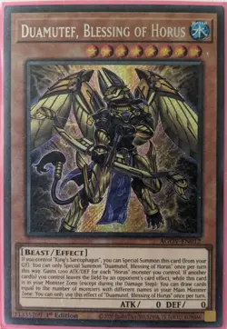 YuGiOh Duamutef, Blessing of Horus Secret Rare 1st Edition AGOV-EN012 - Image 1