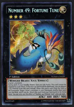 Yugioh Number 49: Fortune Tune NUMH-EN029 Secret Rare 1st - LP - Image 1