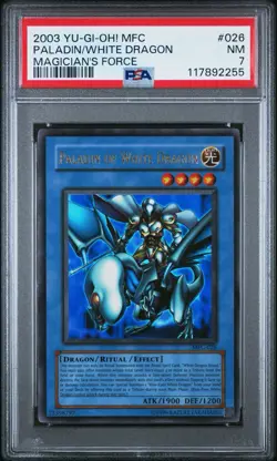 2003 Yu-Gi-Oh! Paladin/White Dragon Magician's Force MFC Unlimited Ultra PSA 7 - Image 1