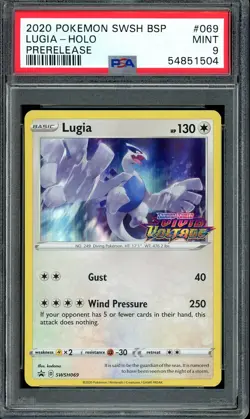 PSA 9 MINT Lugia SWSH069 Holo Prerelease Promo Vivid Voltage Pokemon Card - Image 1