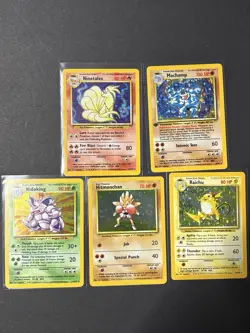Pokemon Vintage Holo Rare Card Base Set Lot Of 5 - Image 1