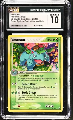 CGC 10 GEM MINT Venusaur EX Crystal Guardians 28/100 Cosmos Holo Pokemon Card - Image 1