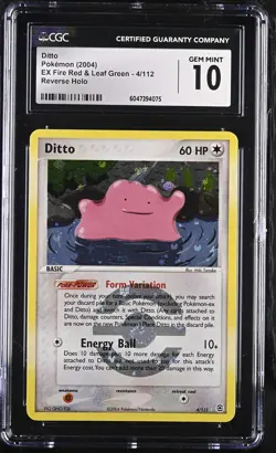 CGC 10 Ditto EX Fire Red & Leaf Green 4/112 Reverse Holo Pokemon Card psa - Image 1