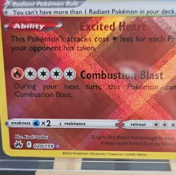 Pokemon Radiant Charizard Crown Zenith Reverse Holo Rare Card 020/159 - Image 4