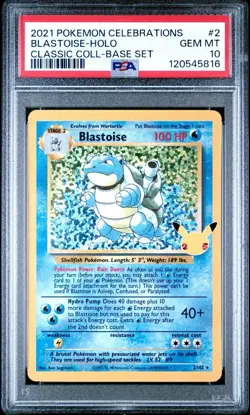 Pokemon Card 2021 Celebrations Classic Collection 2/102 Blastoise PSA 10 - Image 1
