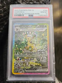 2025 Spanish Pokemon Prismatic Evolution Leafeon ex SIR PSA 10 144/131 - Image 1