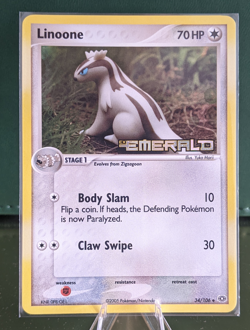 Linoone 34/106 | EX Emerald | Stamped Reverse Holo | English Pokemon | LP - Image 1