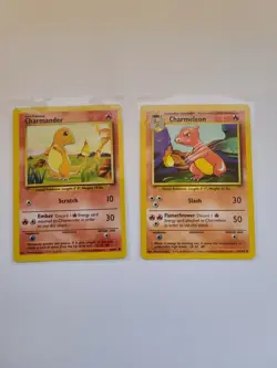 Vintage 1999 Charmander & Charmeleon Pokemon Cards BASE SET, LP-NM - Image 1