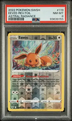 2022 POKEMON SWSH ASTRAL RADIANCE #119 EEVEE REVERSE HOLO PSA 8 POP 12 - Image 1