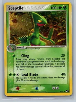 Sceptile Pokemon Card- 4/17 Black Star - 2004 Pop Series 1 Holo Rare - MP - Image 1