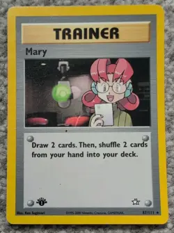 Pokemon Card: Neo Genesis 1st Edition Rare: Mary 87/111 - Image 1