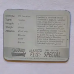 Pokemon Stadium Action 3D'S 2000 Lenticular Card Singles - #50/50 Special MEWTWO - Image 4
