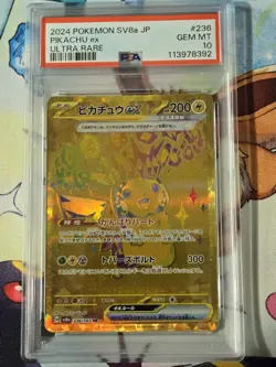 Pokemon Pikachu Terastal Festival Gold Card EX UR 236/187 SV8a PSA10 - Image 1
