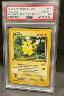 1999 Pokemon Jungle Pikachu Gold "W" Stamp Duelist Promo 1st Edition PSA 10 Card - Image 1