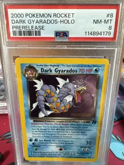 2000 POKEMON ROCKET PRERELEASE #8 DARK GYARADOS-HOLO PSA 8 - Image 1