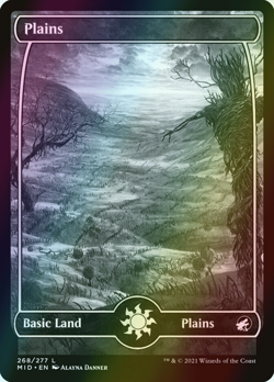 MTG Plains (268) Showcase Full Art Foil ** Midnight Hunt ** English (NM) - Image 1