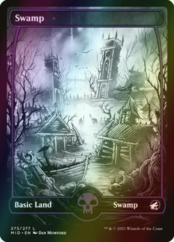MTG Swamp (273) Showcase Full Art Foil ** Midnight Hunt ** English (NM) - Image 1
