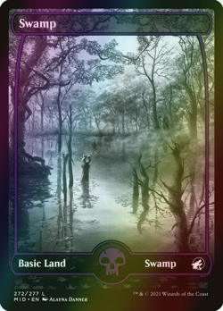 MTG Swamp (272) Showcase Full Art Foil ** Midnight Hunt ** English (NM) - Image 1