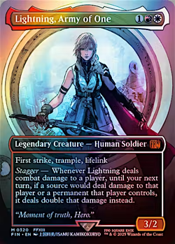 LIGHTNING, ARMY OF ONE (BORDERLESS) (0320) Final Fantasy FOIL #320 FIN(NM+)(MTG) - Image 1