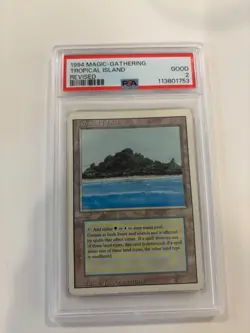 MtG: Tropical Island Revised Edition - PSA graded in Good condition. - Image 1